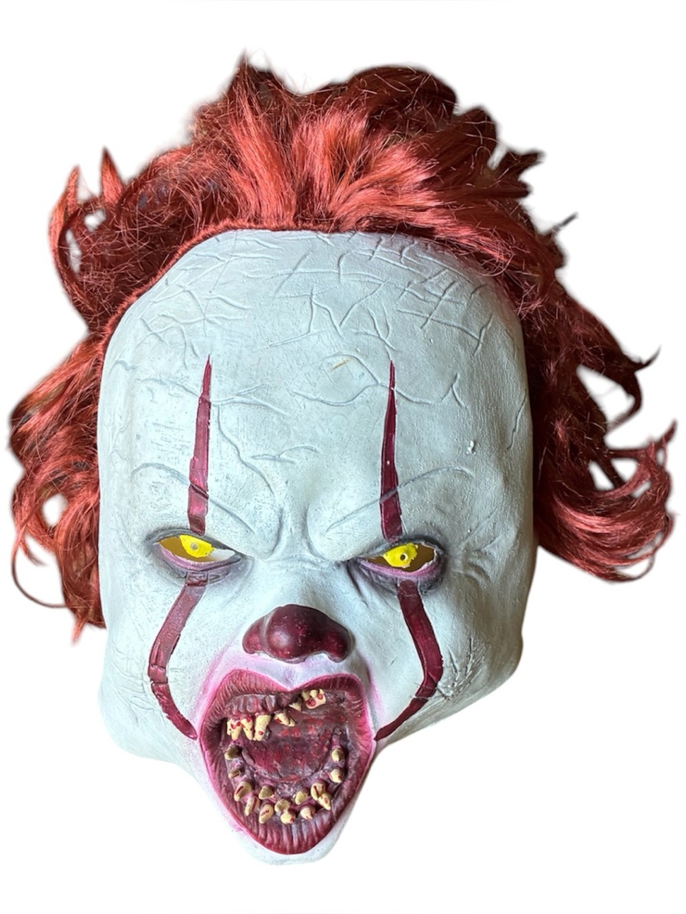 Pennywise Latex Clown Mask Red Hair Stephen King It Halloween Costume Scary